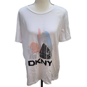 DKNY Womens Sport City Skyline Graphic T-Shirt Sz L Streetwear Cotten/Modal